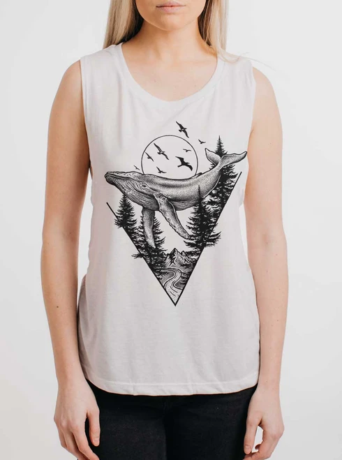 Deep Flight - Black on White Womens Muscle Tank