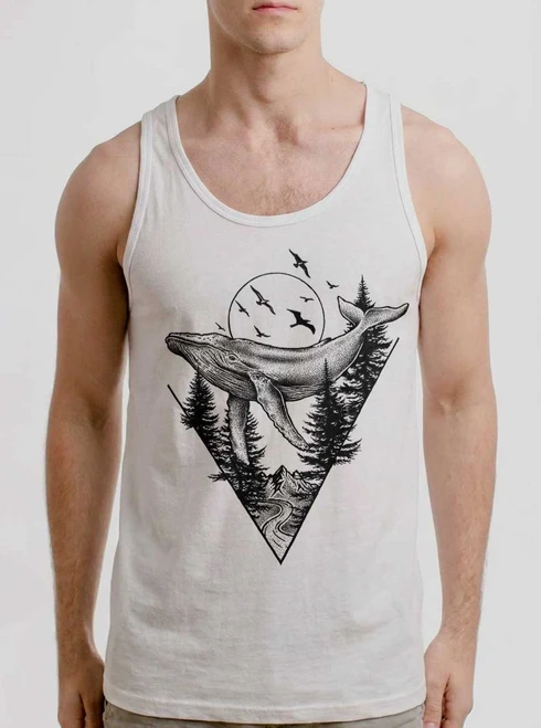 Deep Flight - Black on White Mens Tank Top