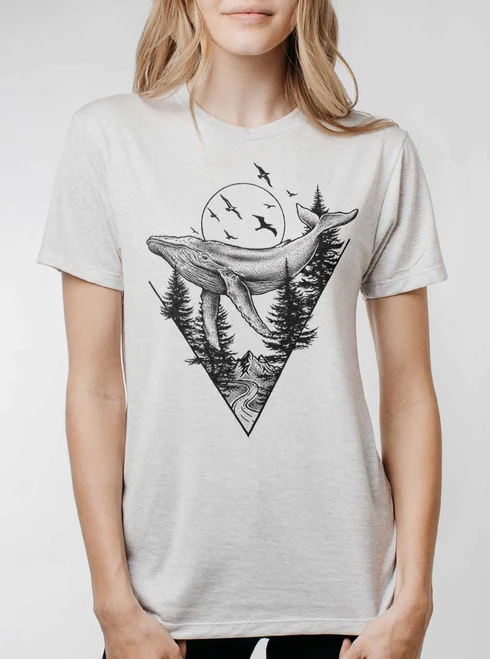 Deep Flight - Black on Heather White Triblend Womens Unisex T Shirt