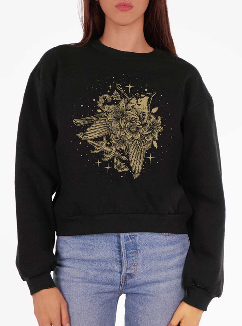 Vita Brevis - Multicolor on Black Women's Balloon Sleeve Sweatshirt