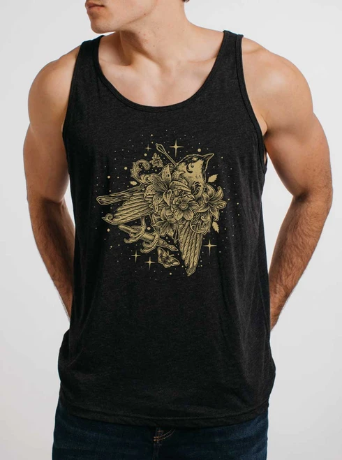 Vita Brevis - Multicolor on Heather Black Triblend Mens Tank Top