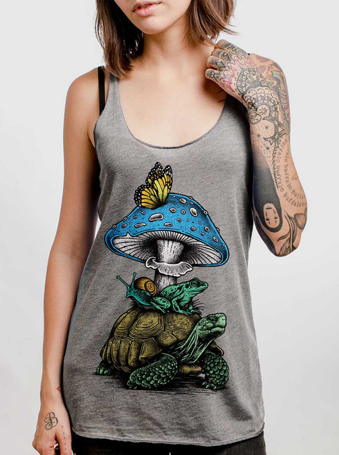 Slow Ride - Multicolor on Heather Grey Triblend Womens Racerback Tank Top