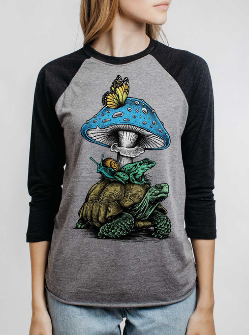 Slow Ride - Multicolor on Heather Grey and Black Triblend Womens Raglan