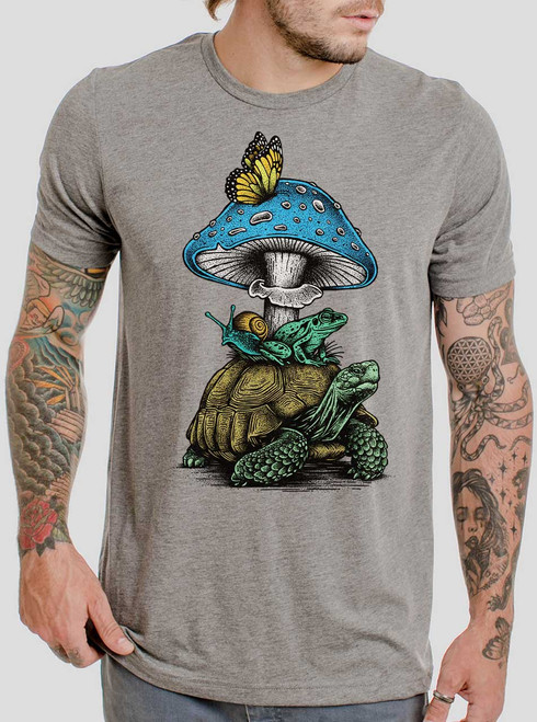 Slow Ride - Multicolor on Heather Grey Triblend Mens T Shirt
