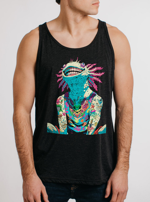 Axolotl - Multicolor on Heather Black Triblend Mens Tank Top
