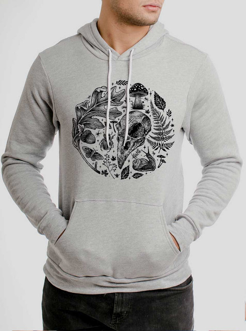 Forest Elements - Black on Heather Grey Men's Pullover Hoodie