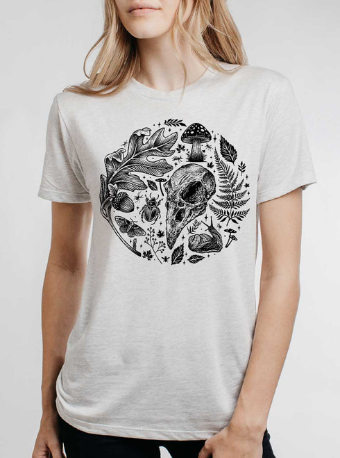 Forest Elements - Black on Heather White Triblend Womens Unisex T Shirt