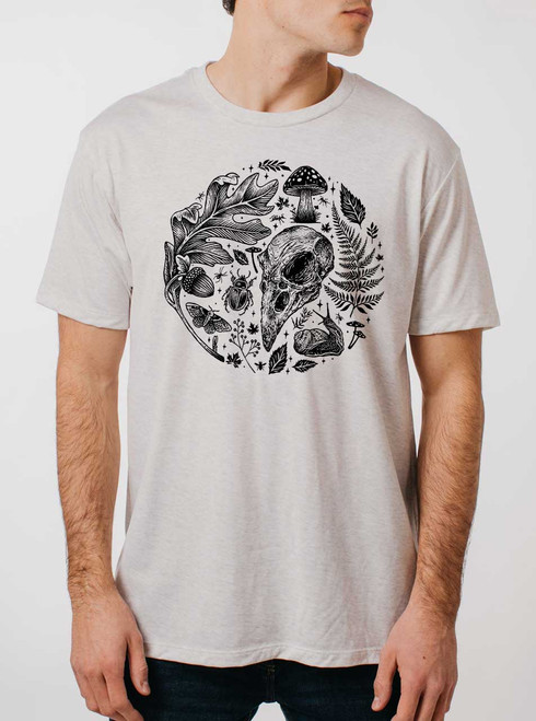 Forest Elements - Black on Heather White Triblend Mens T Shirt