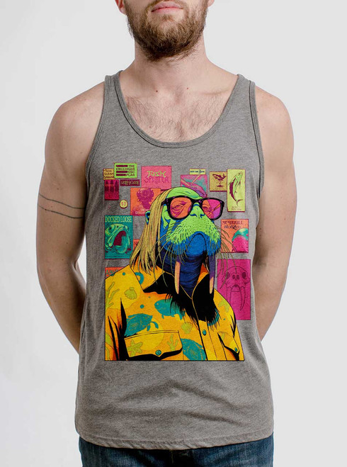 The Walrus - Multicolor on Heather Grey Triblend Mens Tank Top