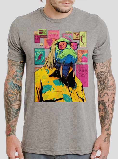 The Walrus - Multicolor on Heather Grey Triblend Mens T Shirt
