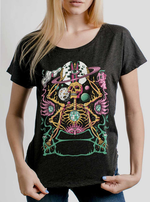 Star Keeper - Multicolor on Heather Black Triblend Womens Dolman T Shirt