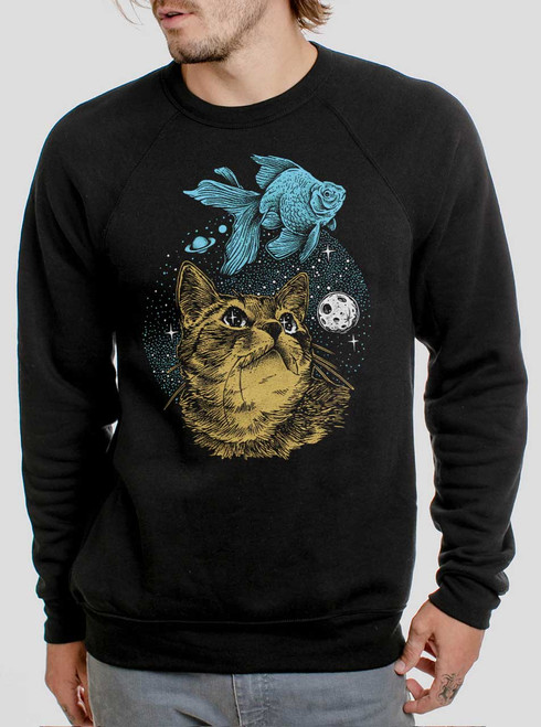 Cat Dreams - Multicolor on Black Men's Sweatshirt