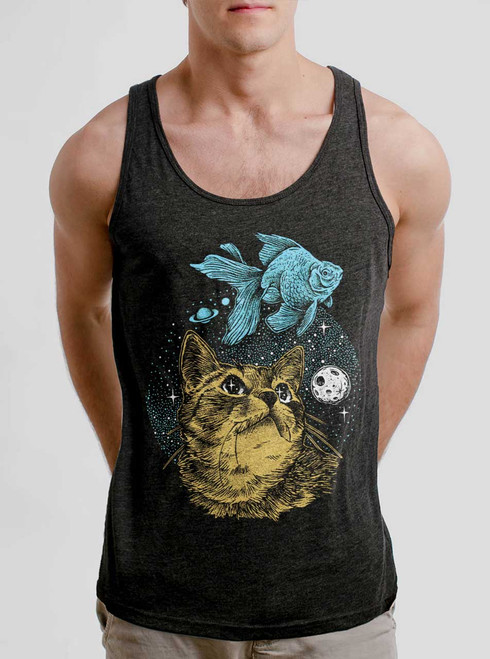 Cat Dreams - Multicolor on Heather Black Triblend Mens Tank Top