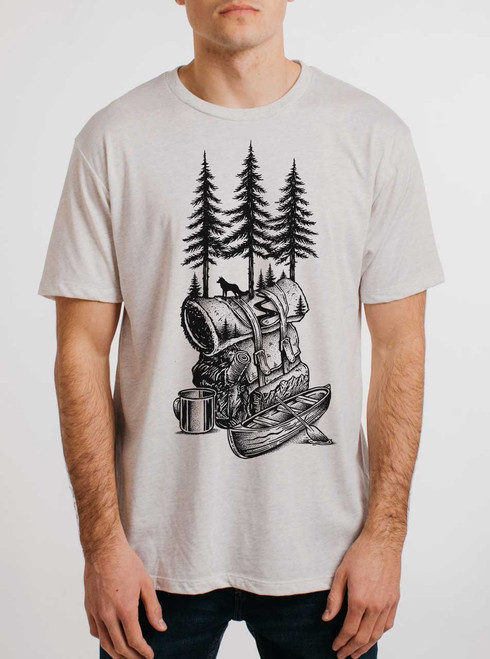 Adventure is Calling - Black on Heather White Triblend Mens T Shirt