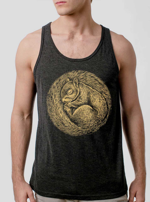 Squirrel Nap - Multicolor on Heather Black Triblend Mens Tank Top