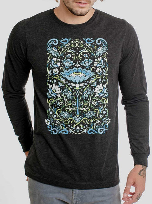 Touch Grass - Multicolor on Heather Black Triblend Men's Long Sleeve