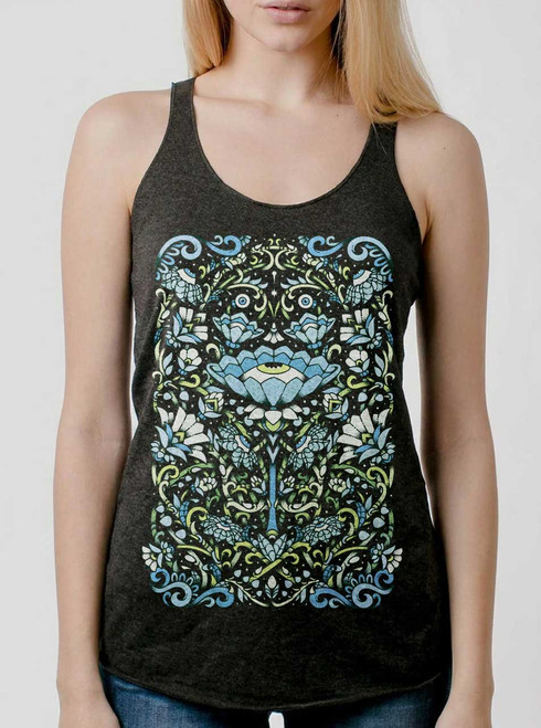 Touch Grass - Multicolor on Heather Black Triblend Womens Racerback Tank Top