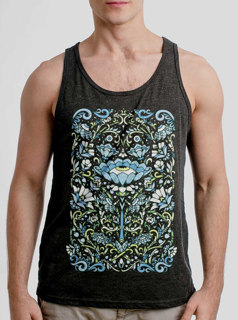 Touch Grass - Multicolor on Heather Black Triblend Mens Tank Top