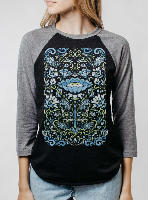 Touch Grass - Multicolor on Heather Black and Grey Triblend Womens Raglan