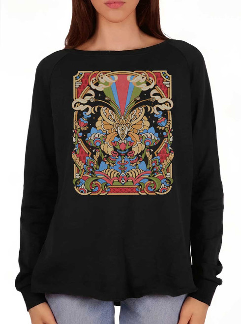 Mariposa - Multicolor on Black Women's California Sweatshirt