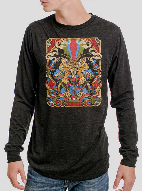 Mariposa - Multicolor on Heather Black Triblend Men's Long Sleeve