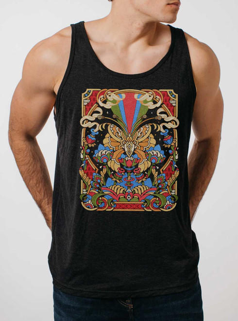 Mariposa - Multicolor on Heather Black Triblend Mens Tank Top