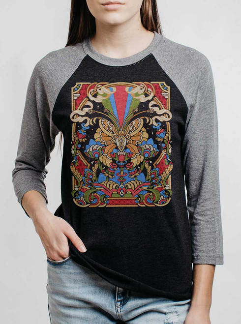 Mariposa - Multicolor on Heather Black and Grey Triblend Womens Raglan