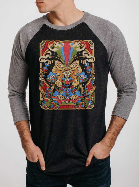 Mariposa - Multicolor on Heather Black and Grey Triblend Raglan