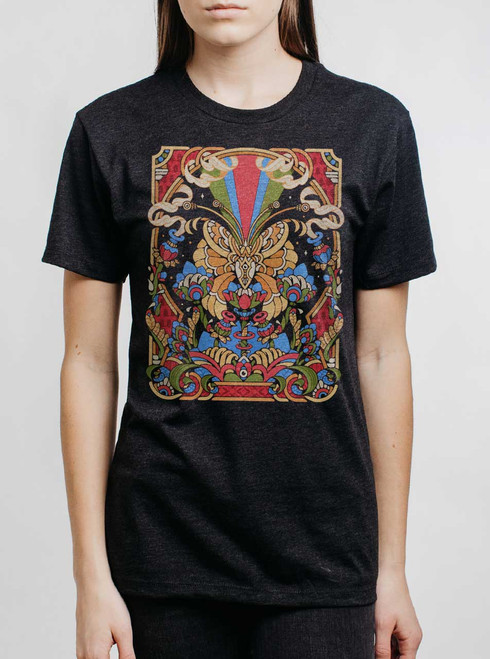 Mariposa - Multicolor on Heather Black Triblend Womens Unisex T Shirt