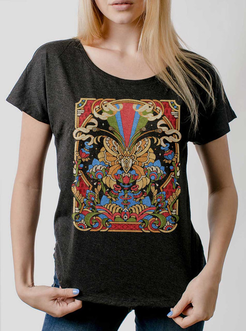 Mariposa - Multicolor on Heather Black Triblend Womens Dolman T Shirt