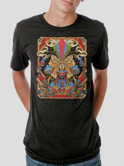 Mariposa - Multicolor on Heather Black Triblend Mens T Shirt