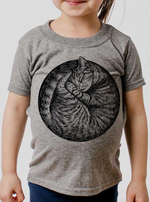 Cat Nap - Black on Heather Grey Toddler T-Shirt