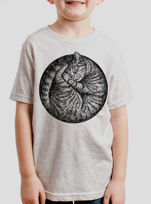 Cat Nap - Black on Heather White Triblend Youth T-Shirt