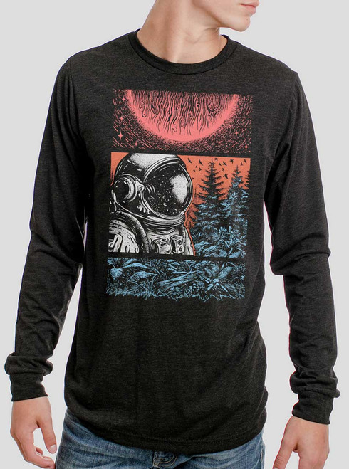 Worlds Away - Multicolor on Heather Black Triblend Men's Long Sleeve