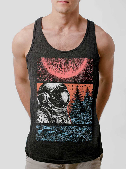 Worlds Away - Multicolor on Heather Black Triblend Mens Tank Top