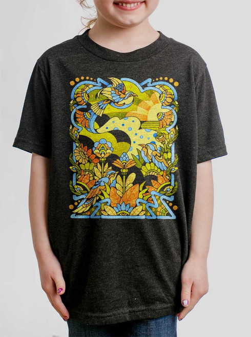 Bird Life - Multicolor on Heather Black Triblend Youth T-Shirt