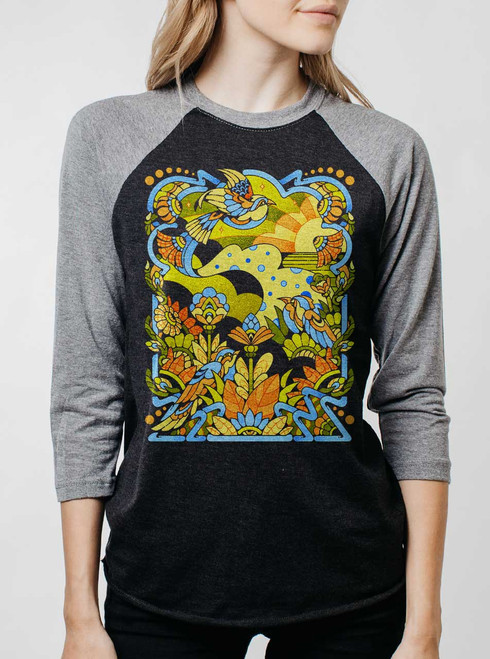 Bird Life - Multicolor on Heather Black and Grey Triblend Womens Raglan