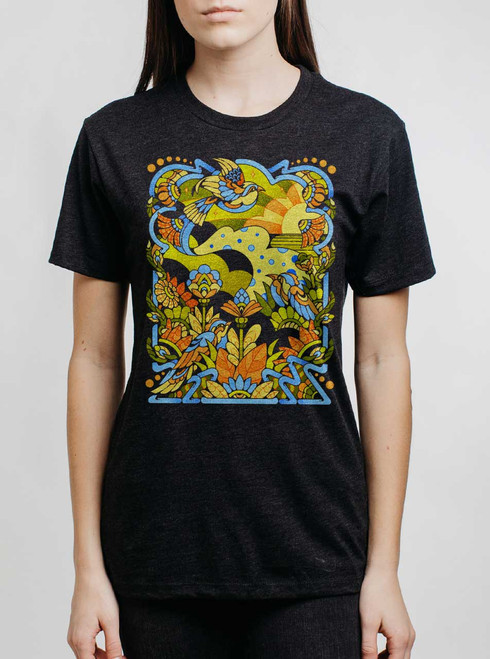 Bird Life - Multicolor on Heather Black Triblend Womens Unisex T Shirt