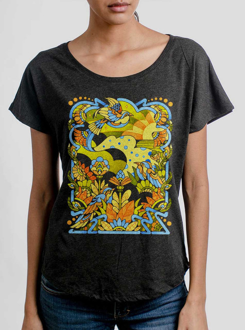 Bird Life - Multicolor on Heather Black Triblend Womens Dolman T Shirt