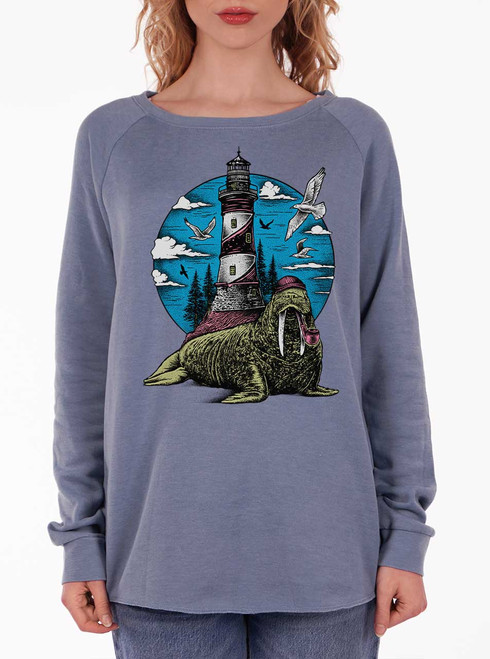 Sea Captain - Multicolor on Misty Blue Women's California Sweatshirt