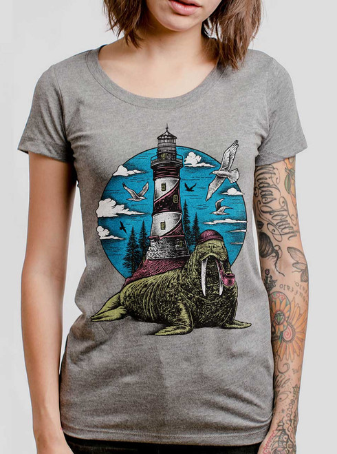 Sea Captain - Multicolor on Heather Grey Triblend Junior Womens T-Shirt