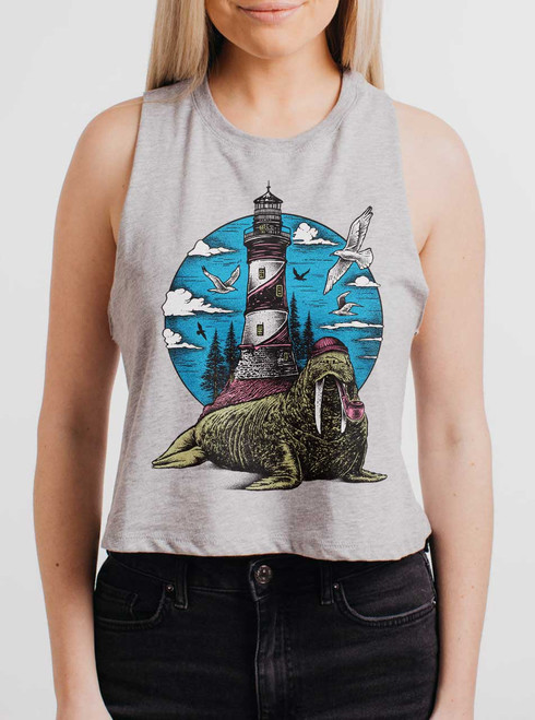 Sea Captain - Multicolor on Grey Womens Cropped Racerback Tank