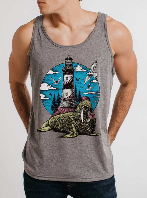 Sea Captain - Multicolor on Heather Grey Triblend Mens Tank Top