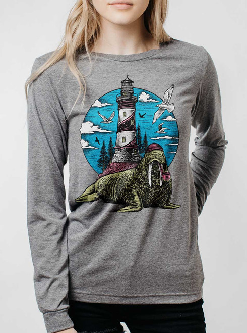 Sea Captain - Multicolor on Heather Grey Triblend Womens Long Sleeve
