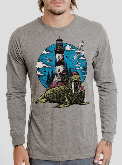 Sea Captain - Multicolor on Heather Grey Men's Long Sleeve