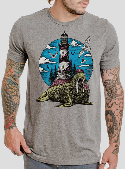 Sea Captain - Multicolor on Heather Grey Triblend Mens T Shirt
