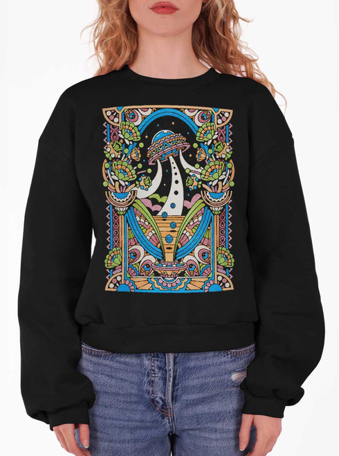 UAP - Multicolor on Black Women's Balloon Sleeve Sweatshirt