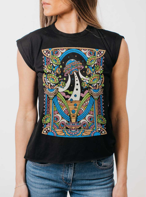 UAP - Multicolor on Black Women's Rolled Cuff T-Shirt