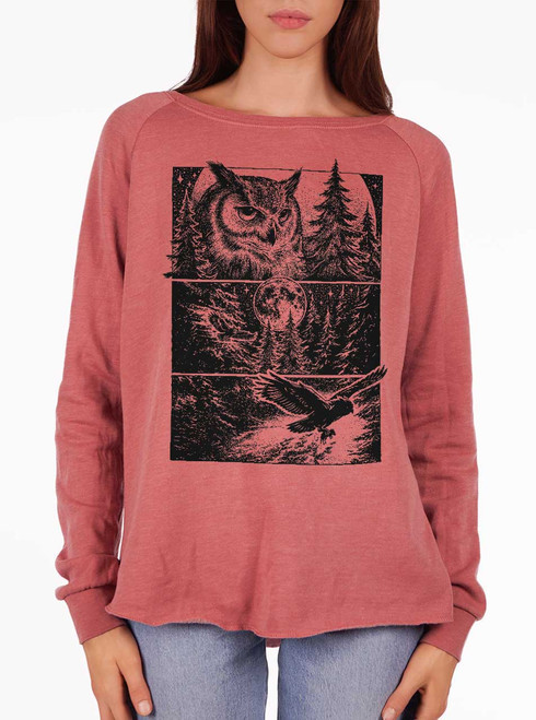 Night Hunter - Black on Dusty Rose Women's California Sweatshirt