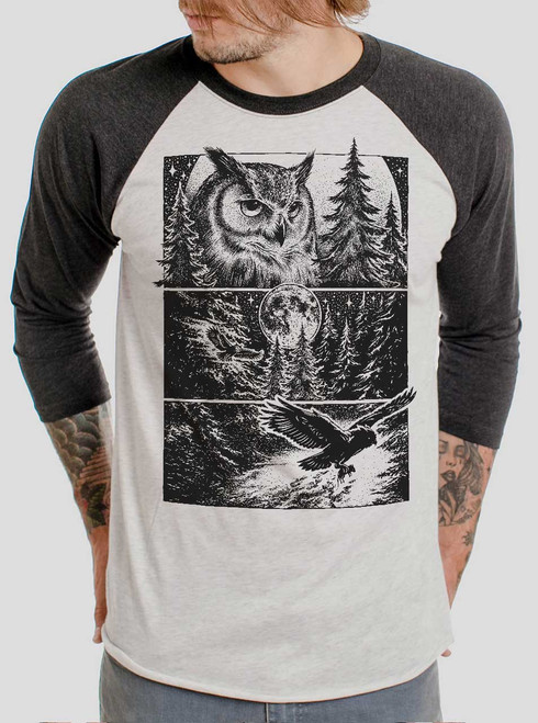 Night Hunter - Black on Heather White and Black Triblend Raglan